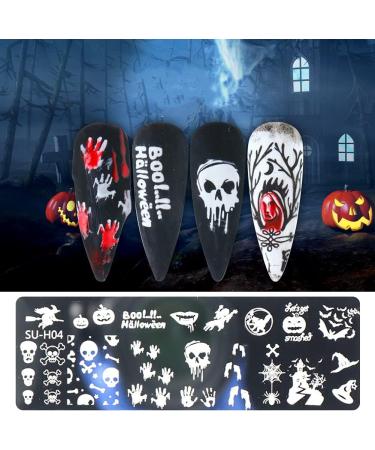6Pcs Halloween Nail Stamp Plates Set with Various Patterns Spider Webs Pumpkins Bats Skulls DIY Print Manicure Salon Design Perfect Halloween Nail Decoration for Professional DIY Salon - Buy Online on GoSupps.com