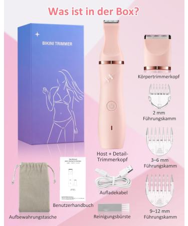 Beaulush 2-in-1 Bikini Trimmer & Electric Razor for Women - IPX7 Waterproof Wet/Dry Shaver in Pink - Buy Online on GoSupps.com
