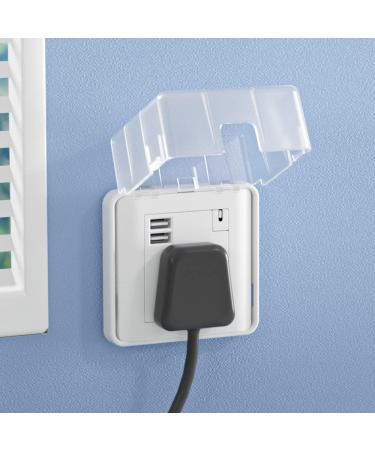 SAFELON 1 PC UK Socket Cover Box for Baby Safety Childproof Electrical Outlet & Plug Cover Box with Waterproof Splashes Switch Protector Cover for Home Safety (Single Transparent) Single Transparent