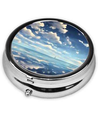 White Clouds Over The Sea 3 Compartment Pill Box Organizer - Portable Travel Pill Box for Easy Medication Management - Buy Online on GoSupps.com