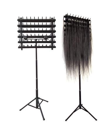 BuBuStar Hair Braiding Rack 120 Pegs Braid rack Height adjustment Double Sides Standing Hair Holder for Braiding hair Stylists (53In  Black) 53In Black