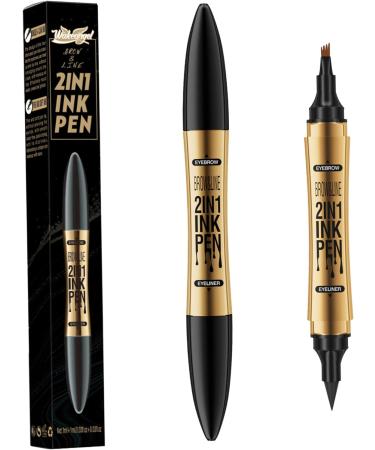 Eyebrow Pencil 2 in 1 Dual-ended Liquid Eyebrow Pen Waterproof & Long Lasting Smooth Liquid Eyeliner Pen Four-tip Brow Pencil for Women Makeup Light Coffee - Buy Online on GoSupps.com