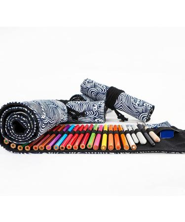 Funny live 36/48/72 Slots Colored Pencil Wrap Pencils Roll Holder Coloring Pencils Organizer Holder Colored Pen Paint Brush Storage Pouch Portable for Artist Student (Deep blue ocean  48 Slots) Deep blue ocean 48 Slots - Buy Online on GoSupps.com