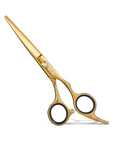 Hair Cutting Scissors, ULG Hair Shears 6.5 inch Hairdressing Hair Scissor, Salon Razor Edge Hair Cutting Shears, Japanese Stainless Steel Haircut Scissors with Detachable Finger Gold