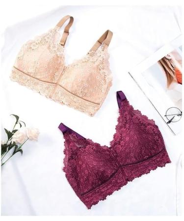 Mastectomy Bra for Women | Sexy Floral Lace Wireless Sleep Bralette | Post-Surgery Comfort | Front Zip Purple - Buy Online on GoSupps.com