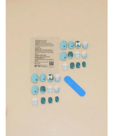 YourSchoiceVi 24pcs Green Matcha Butterfly Press on Nails Green Matcha Fake Nail Green Matcha Short Coffin Nails Press on Nails Coffin Shape Nails - Buy Online on GoSupps.com
