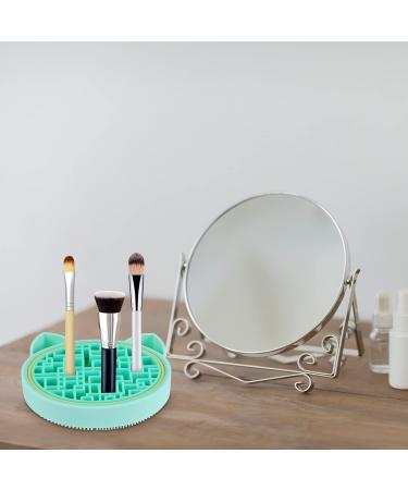 FRCOLOR Makeup Brush Storage Box & Cleaning Mat - 11x11cm Eco-Friendly Tool Stand for Brushes - Hair Brush Cleaner & Air Dry Rack in Green - Buy Online on GoSupps.com
