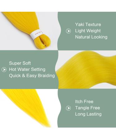 YDDM 26 Inch Pre Stretched Braiding Hair Extensions - Yellow Jumbo Braids (3 Packs) | Ideal for Braid Art & Hairstyles - Buy Online on GoSupps.com