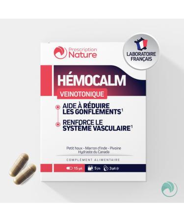 Prescription Nature - HEMOCALM - Food Supplement for Circulatory Comfort - Veinotonic - Made in France - 15 Capsules - Buy Online on GoSupps.com