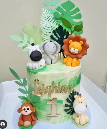 jncakes Animals Cake Topper Birthday Party Decoration Edible Great for Kids Boy Girl First Birthday Christening Baby Shower Easy to Use Giraffe Elephant Lion Jungle - Buy Online on GoSupps.com