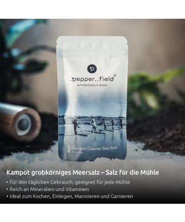 Pepperfield Kampot Sea Salt - 100% Natural Coarse Salt Beads Hand Harvested Ideal for Mills Sustainable Gourmet Quality for Cooking Marinating and Decorating 120g - Buy Online on GoSupps.com