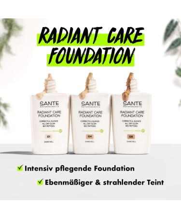  Sante Naturkosmetik SANTE Naturkosmetik Radiant Care Foundation 06 Warm Beige Vegan with Organic Peptides & Premium Oils for Radiant Skin Nourishing Long-Lasting Formula 30 ml - Buy Online on GoSupps.com