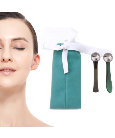Marfort 2 PCS Portable Eye Serum Cream Applicator Eyes Massage Tool  Can Be Used As Eyes Cream Spoon  Reduce Eye Swelling Flannel small gift bag Green