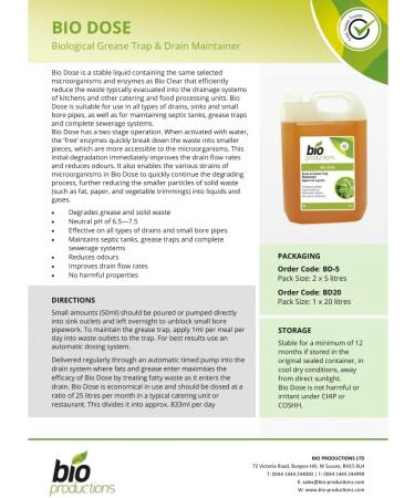 Drain & Grease Trap Maintainer Bacteria Enzymes 5 Ltr - Bio Productions BIO DOSE - Buy Online on GoSupps.com