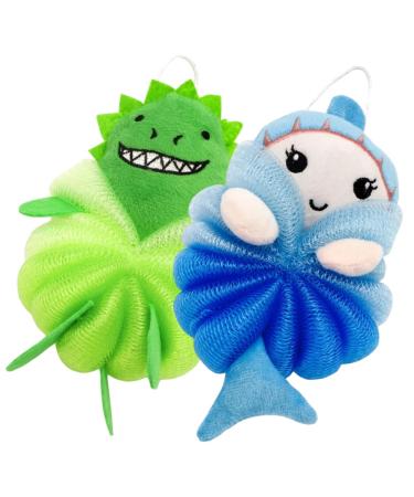 Healeved 2pcs Children's Bath Loofah Sponge Animal Bath Cartoon Bath Loofahs Body Sponge Body Loofah Body Wash Shower Loofah Shower Newborn Polyethylene Household 1 Count (Pack of 1)