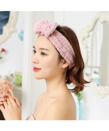 Zocone Makeup Hair Bands - 3pcs Bowknot Headbands | Coral Fleece Spa & Facial Cleaning Set (White Pink Blue) - Buy Online on GoSupps.com