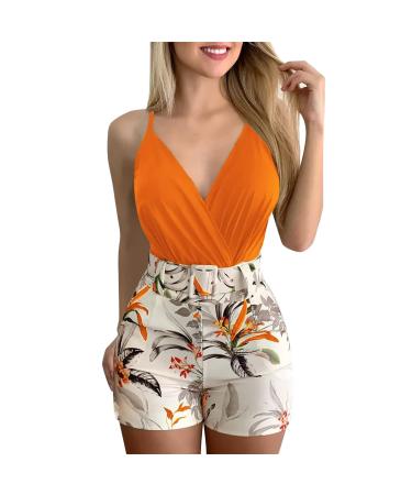 Women Suits Trouser Suits Two Piece Blazer Sets Open Front Blazers Wide Leg Trouser Pants Suit Set Work Cotton Jacket 729-sasnx-orange-f S