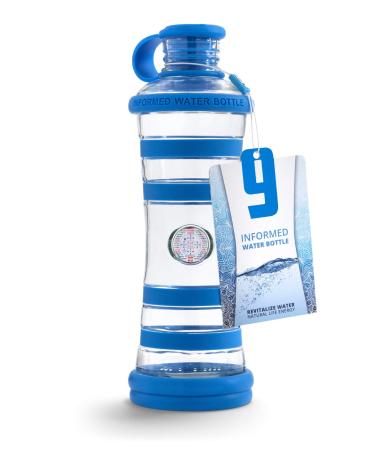 i9Bottle Blue - Structured Water Glass Water Bottle Relieve Stress Super Hydration Increases Physical Fitness Body Detox Chakra Balancing Increases Strength Spiritual Gifts Meditation