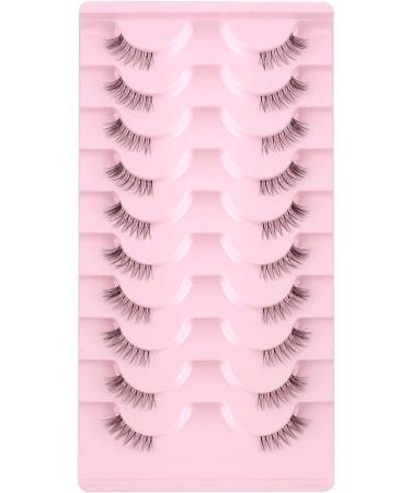 10 Pairs Glowingwin Short Wispy Cat Eye Half Lashes - Natural False Eyelashes with Clear Band - Handmade Reusable Soft Mink Lashes - Corner Lashes 3/4 Length - Fluffy & Transparent Fake Lashes - Style 08 - Buy Online on GoSupps.com