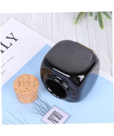 Beavorty porcelain material nail art dish manicure ceramic cork bottle manicue cups bottle Powder Bottle Jar bottle travel bottle Ceramic Bottle porcelain cup Wooden square 5.7*3.5cm Black - Buy Online on GoSupps.com