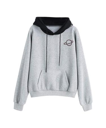 Bigfanshu Womens Tops Casual Long Sleeve Pouch Pocket Pullover Hoodie Top Blouse Gray