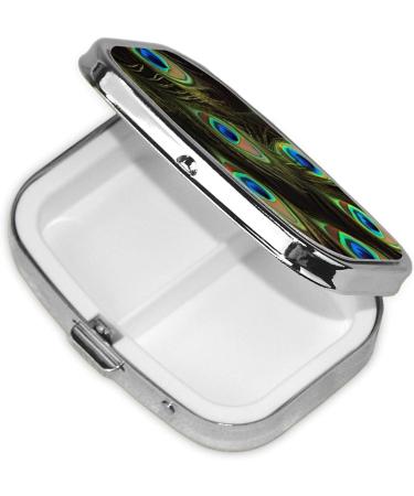 Peacock Feathers Printed Square Pill Box | Portable Travel Medicine Organizer - Buy Online on GoSupps.com