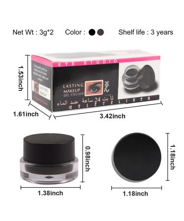 Erinde Black Brown Gel Eyeliner Set with 2 Eye Makeup Brushes | Waterproof, High Pigmented, Long Lasting Smudge-Proof Cream Gel Eyeliner | Makeup Gift Kit - Buy Online on GoSupps.com