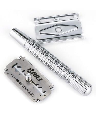 BAILI Classic Metal 3-Piece Double Edge Safety Razor - Platinum Blade for Wet Shaving Men and Women | BT131 - Buy Online on GoSupps.com
