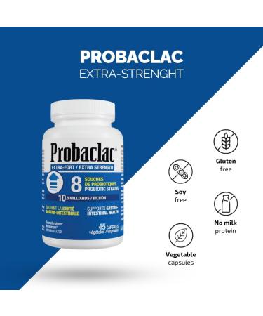 Probaclac Extra Strength Formula Multistrain probiotic and lactic Ferment Complex Formula Based on Natural strains thereby ensuring Complete intestinal Tract Coverage (45) - Buy Online on GoSupps.com