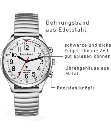 Hearkent Talking Watch for Women | Ideal for Blind Seniors | Loud Voice | Speaks German | Stylish Silver Design | International Shipping Available - Buy Online on GoSupps.com