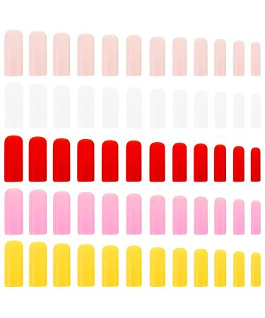 Artquee 120pcs Long Square Mixed Color Glossy Press on Nails Set - False Tips Manicure for Women/Girls - Buy Online on GoSupps.com