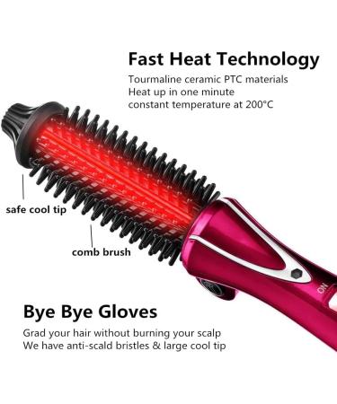 Mini Collapsible Hair Curler: Tangle-Free Dual Voltage Curling Iron Brush & Volumizer Tourmaline Ceramic Ionic Hot Brush - Travel-Friendly Styling Wand (Rose) - Buy Online on GoSupps.com