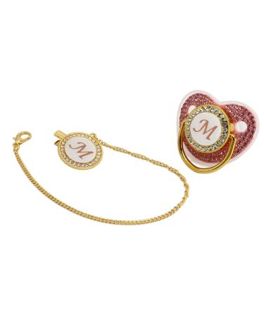Personalized Golden Baby Pacifier & Clip Set - A-Z Bling Pacifier for Newborns (Letter M) - Silicone Ages 6 to 18 Months - Buy Online on GoSupps.com