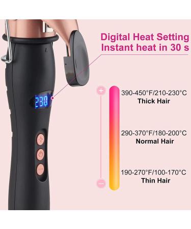 Curling Iron Set - 38mm Hair Curler with Gloves LCD Display Adjustable Temperature Auto Shut Off & Dual Voltage - Rose Gold - Buy Online on GoSupps.com
