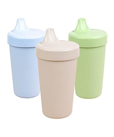 Re Play Made in USA 10 oz. No Spill Cups for Baby  Toddler & Child Feeding in Ice Blue  Sand & Leaf | Made from Eco Friendly Heavyweight Recycled Milk Jugs|BPA Free|Dishwasher Safe| Beach Baby (3pk)