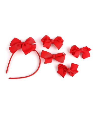 Sibba Red Bow Headband Clip Barrettes 5-Piece Set for Halloween Christmas Cosplay Party - Buy Online on GoSupps.com