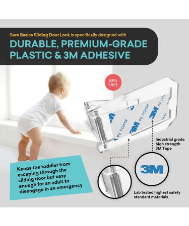 Sliding Door Lock Child Safety - Closets  Windows  Patio  Glass Doors - Double Sided Tape  Easy Install No Drill Required  4 Pack  Clear - Buy Online on GoSupps.com