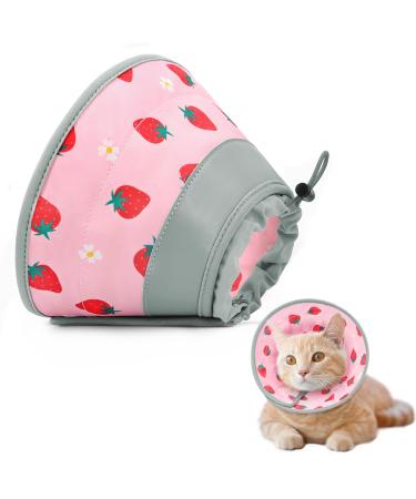 Supet Halskrause cat adjustable neck crauses for cats restoring collar collar Cone after surgery and injuries for small dogs and cats (strawberry s) s (neck: 14-23cm) strawberry