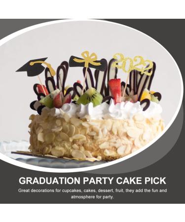 12Pcs Graduation Cake Inserts Grad Cupcake Toppers black decor 2022 graduation cupcake topper Congrats Dessert Picks graduation cupcake Toppers Wood toothpick Birthday Cake - Buy Online on GoSupps.com