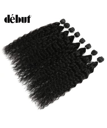 Water Wave Synthetic Hair Bundles with Simple Closure & Frontal Swiss Lace 9pcs - 20 inch 240g High Temp Fiber - 1B - Buy Online on GoSupps.com