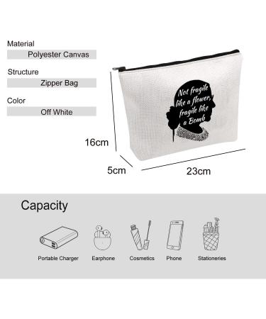 VAMSII RBG Makeup Bag - Fragile like a Bomb, RBG Gifts for Strong Women | Feminist Gifts - Buy Online on GoSupps.com