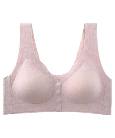 VHERSILY Women Seamless Sport BH Women's front with buckle hollow out wave point shaping bh aesthetic simple without ironing push up tank top aesthetic tight without steel ring underwear xxl pink