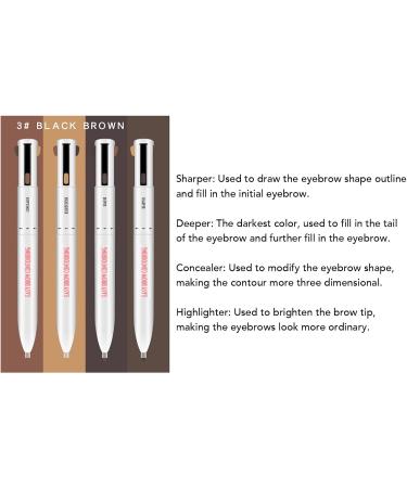 4 in 1 Eyebrow Concealer Long Lasting Portable 4 Colors Eyebrow Contour Pencil 0.4g for Beauty (3# Black Brown) - Buy Online on GoSupps.com