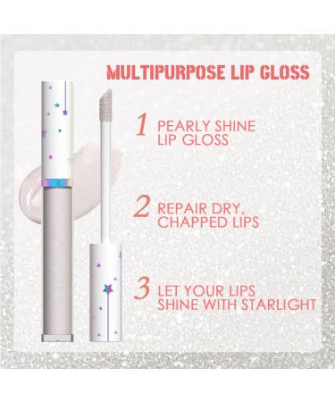 Buy Floral White Metallic Shimmer Glitter Lip Gloss - Long Lasting Waterproof Liquid Lipstick | 1Pc Sparkly Lip Stain Makeup Set for Women - Buy Online on GoSupps.com