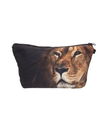 Hanessa cosmetics pocket base bag pencil bag zipper make-up bag zip all over full print cosmetic bag brown lion robber king of animals SB128