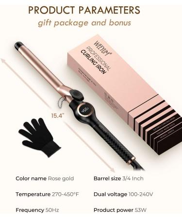 3/4 Inch Long Barrel Curling Iron - Ceramic Tourmaline Hair Wand - Dual Voltage - Buy Online on GoSupps.com