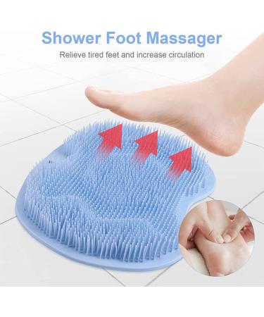 Wall-Mounted Shower Foot & Back Scrubber with Suction Cups - Silicone Bath Massage Cushion Brush for Gentle Exfoliating - Gray - Buy Online on GoSupps.com