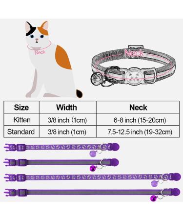 Taglory Reflective Cat Collar with Safety Clasp & Bell | Adjustable 2-Pack for Kittens & Cats (15-20cm) - Purple - Buy Online on GoSupps.com
