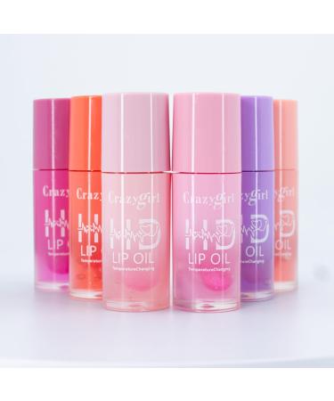 Glam Lux 109 Bundle Set of 6 HD Mood Color Changing Lip Oil Temperature Changing Ph Activated Sheer Lightweight Non-Sticky Moisturizing Nourishing For Girls Teens Tweens & Women
