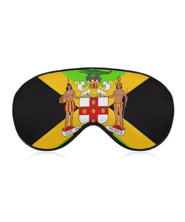 Jamaican Coat of Arms Flag Funny Eye Mask Soft Blindfold Cover Night Eyeshade with Adjustable Strap for Sleeping Travel